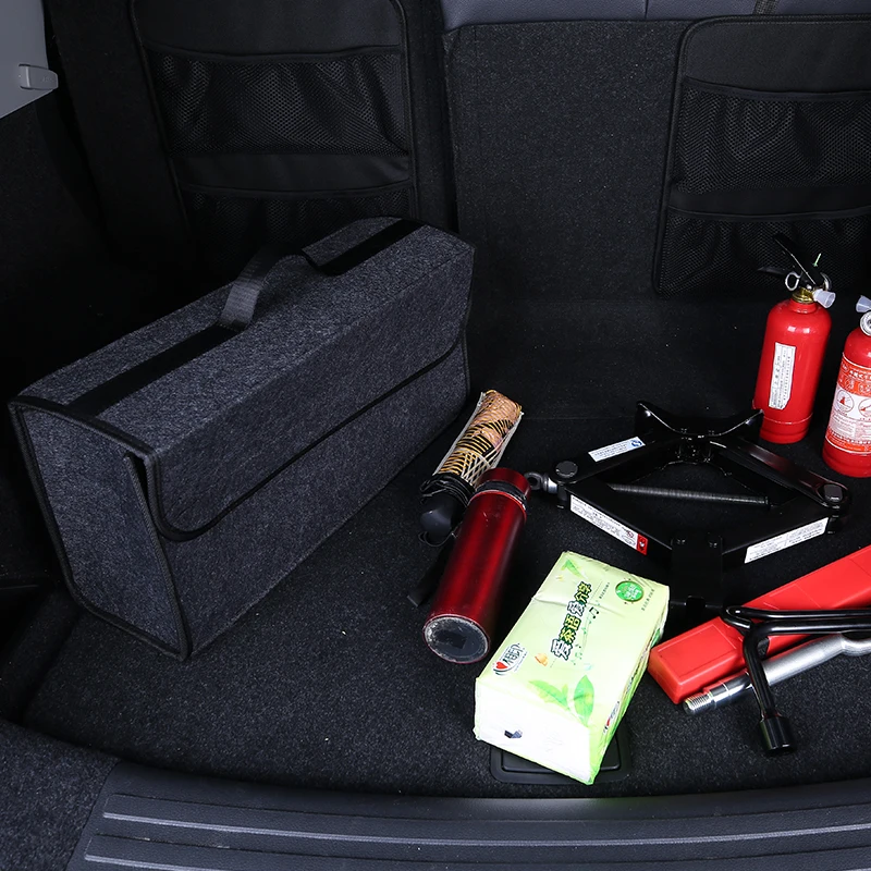 1pc Car Trunk Organizer Storage Box Bag Foldable Soft Felt Auto Car Boot Organizer Travel Tools Stowing Tidying Container Box