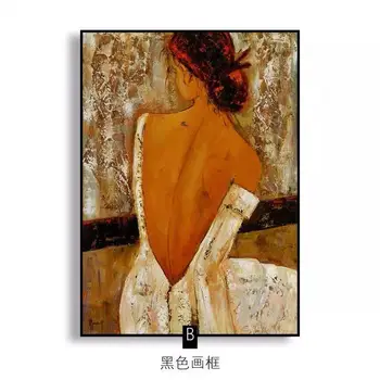 

Handmade thick knife abstract high quality Modern Abstract Colorful Girl back lady Canvas Decor Oil Painting bedroom