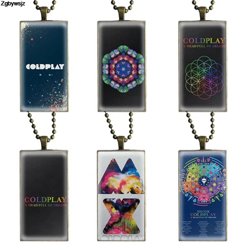 

British Coldplay Logo Necklace Fashion Long Chain With Rectangle Necklace Jewelry For Kids Beads