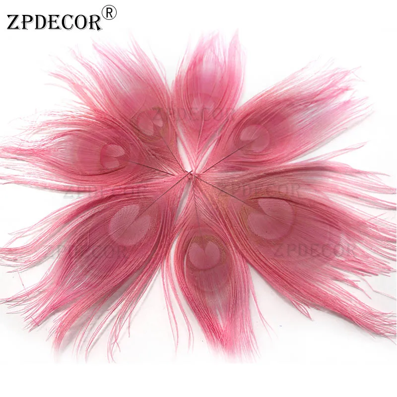 Zpdecor в течении 3-7 см Павлин перьевые кромки для украшения - Color: Pink