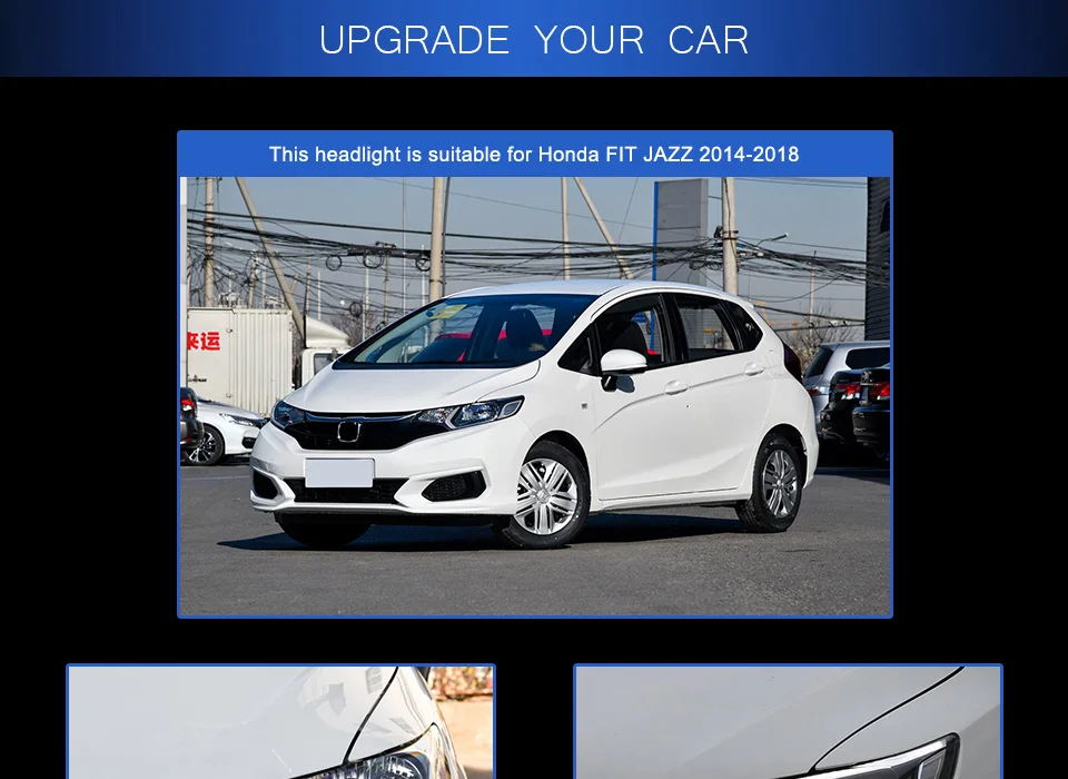 Головной фонарь для Honda FIT JAZZ GK5- фары Противотуманные фары Дневные ходовые огни DRL H7 светодиодный Биксеноновая лампа автомобильные аксессуары