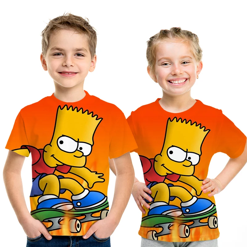 Новинка летние детские футболки с принтом Симпсона Снупи и других анимационных