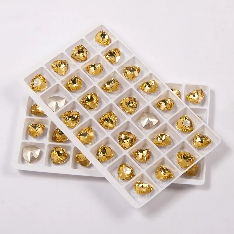 YANRUO 4706 All Sizes Light Topaz Trilliant Glitter Strass Crystal Craft Gems Point Back Sewing Rhinestones For Dress