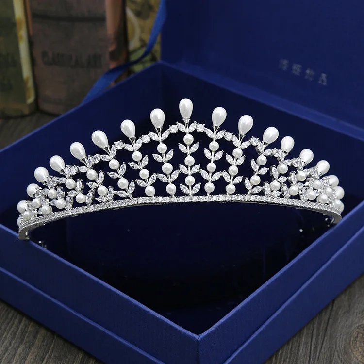 

Boutique High-End Customizable Micro Pave Fully Zircon Crown Headdress Bride Marriage Hair Accessories Crown Wedding Dress Ornam