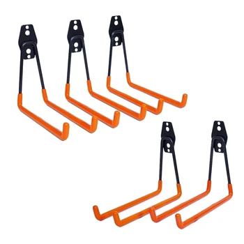 

Best 5 Pack Heavy Duty Garage Storage Hooks for Ladders & Tools, Wall Mount Garage Hanger Organizer with Anti-Slip Coating