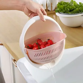 

Kitchen Fruit Storage Basket Multi-Function Double-Layer Fruit Basket Kitchen Vegetable Cleaning Drain Basket