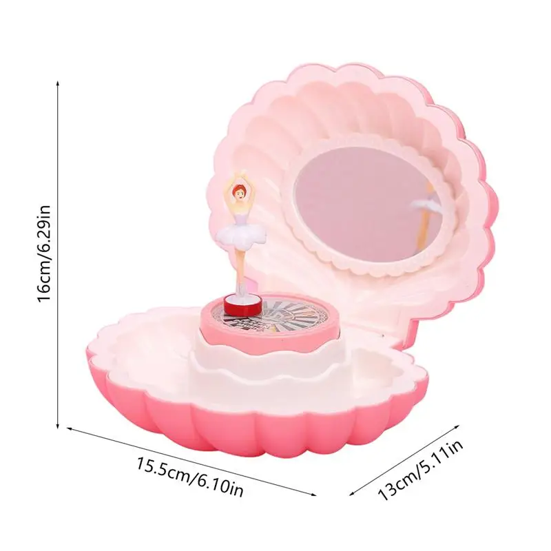 Music Box Shell Shaped Rotating Ballerina Music Box With Light Beautiful Jewelry Box Girlfriend Birthday Valentine New Year Gift