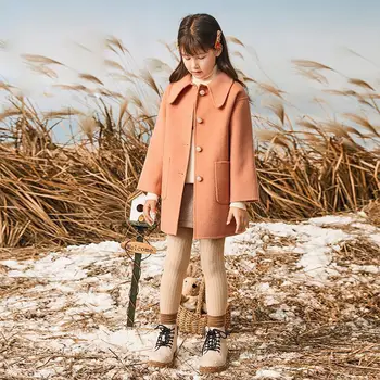 

New 2021 Autumn Winter Girls Wool Coat Kids Fashion Casual Coats Thick Warm Jacket Windbreaker Fashion Children Clothes D183