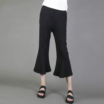 

XUXI 2020 Autumn New Mid-waist Retro Trumpet Pants Women Pants Korean Slim Wide Leg Pants Large Size Ankle-length Pants FZ1464