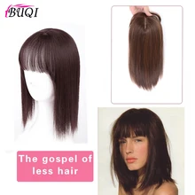BUQI 10 дюймов синтетические волосы на заколках в парике шиньоны прямые волосы короткая челка Топ Закрытие шпильки для женщин