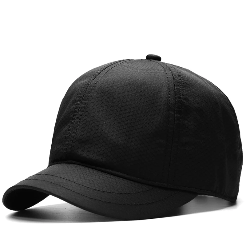 Мужские летние тонкие бейсболки из полиэстера с коротким козырьком для мужчин и женщин, Уличная Повседневная шляпа от солнца большого размера 55-62 см, 4 цвета