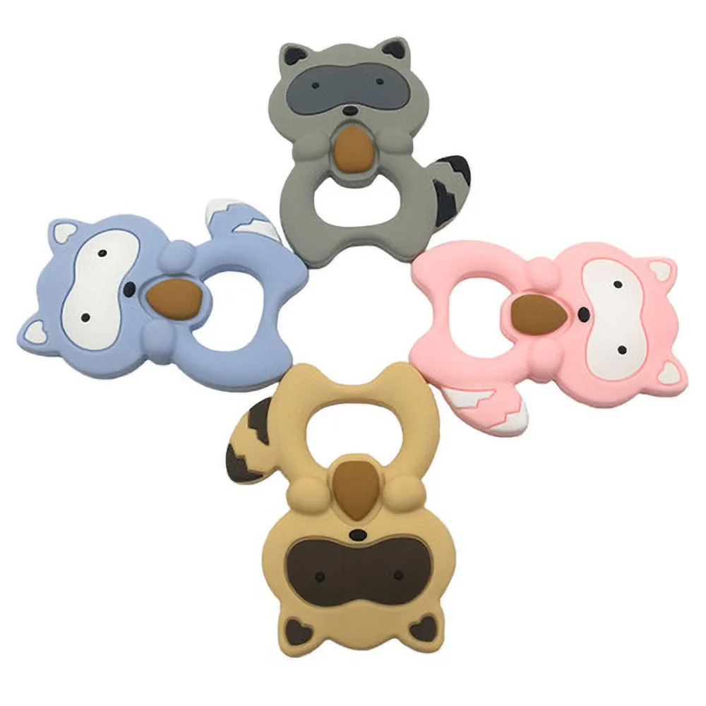Baby Silicone Teethers Food Grade Silicone Cartoon Small Raccoon Teether DIY Teething Toys For Teeth Infant Baby Teethers