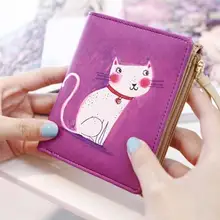 Cartoon Cute Cat Women Wallet Fashion Short Pu Leather Lady Clip Wallets Casual Thin Short Wallet Clutch Female Coin Purse