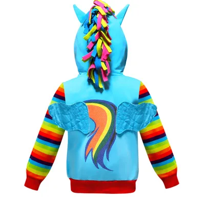 rainbow Куртка для девочек с единорогом и радугой, Детская толстовка с капюшоном с длинными рукавами, куртка для девочек, куртка с пони для маленьких мальчиков, пальто Сумерки для малышей - Цвет: rainbow