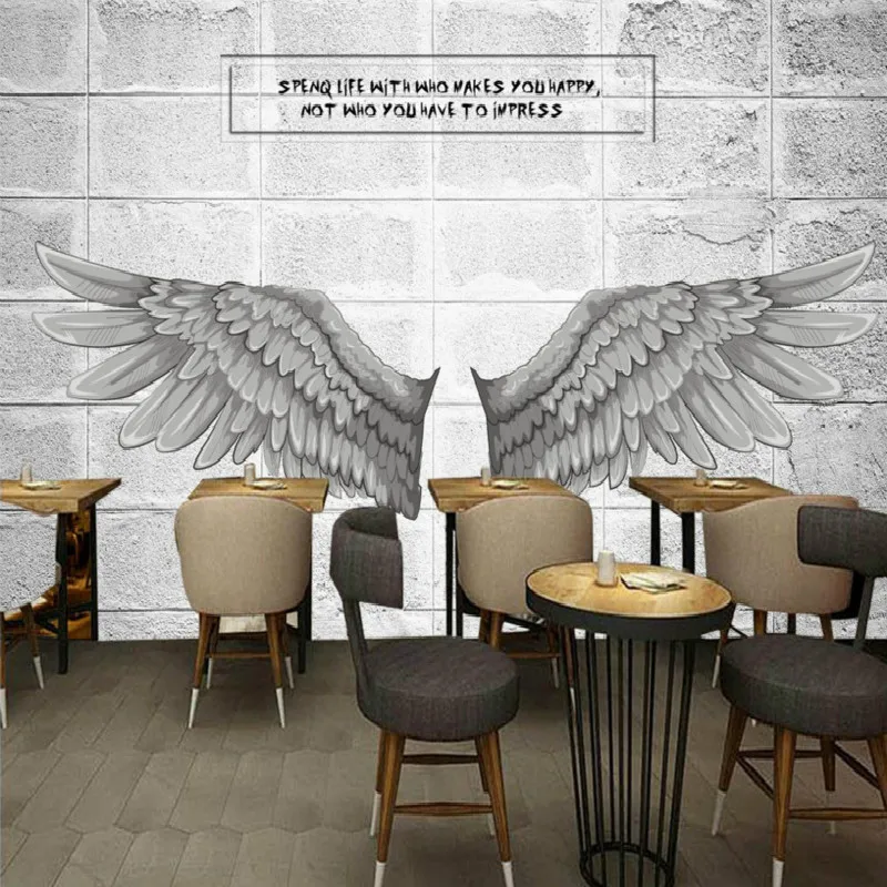 

Dropship Custom Mural Angel Wings Cement Wall Wallpaper Workwear Background Wall Painting Study Room Decorative Wallpaper