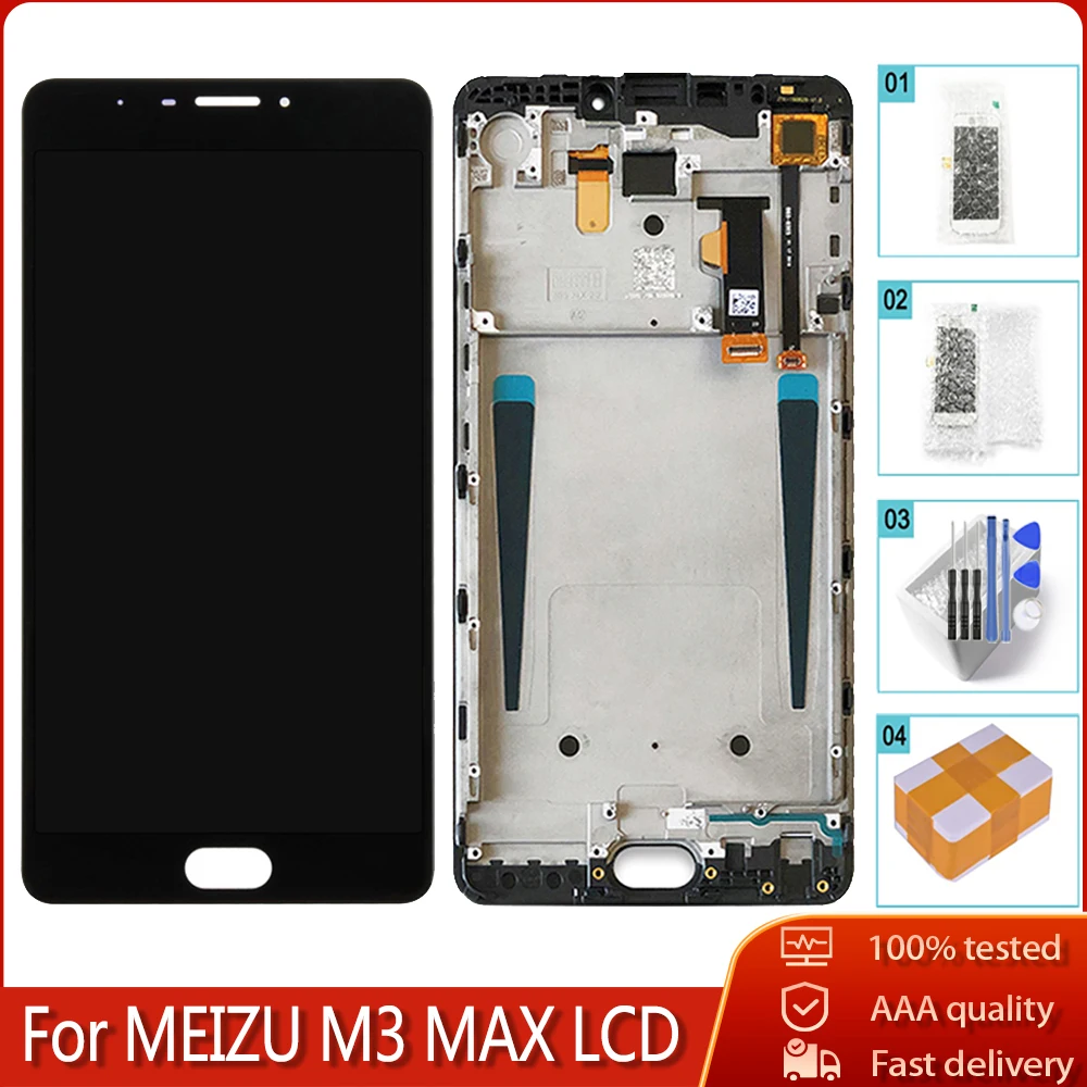 6.0&quot Original LCD For Meizu M3 Max Display Touch Screen Digitizer Assembly With Frame Replacement MEIZU MAX | Мобильные телефоны