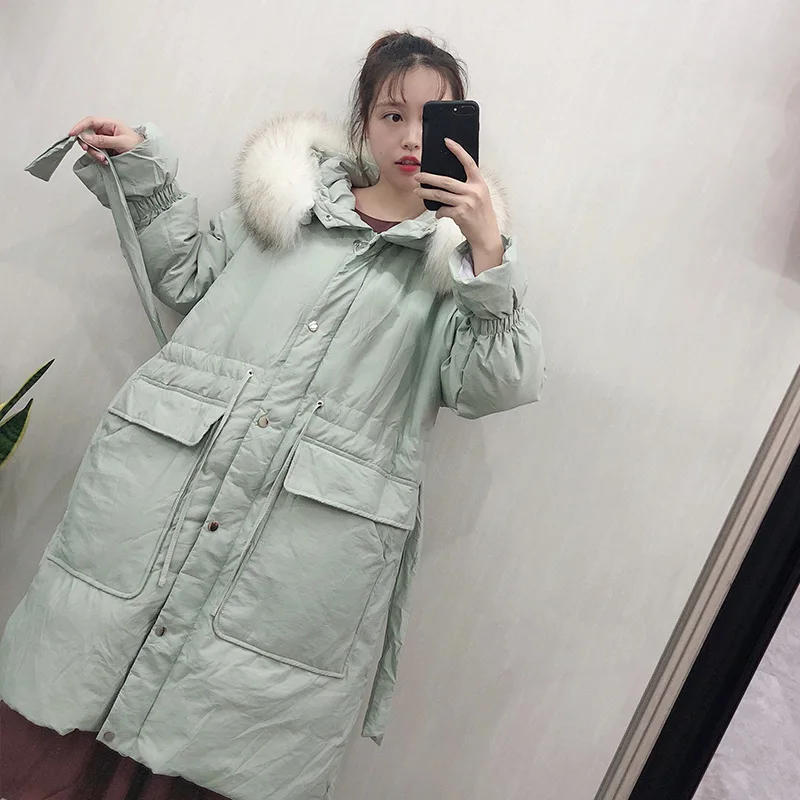 Стиль, hua bao xiu, пуховик, женское, средней длины, выше колена, плотное пальто с капюшоном, свободное, зимнее, для женщин