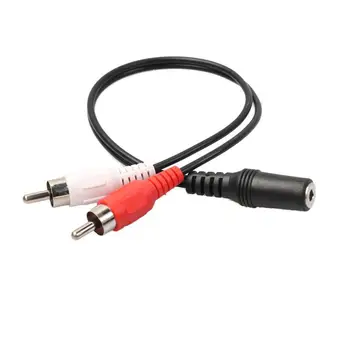 

3.5mm Stereo Female To 2 Male RCA Jack Adapter Aux Splitter Audio I0D3 Cable Y R4E2