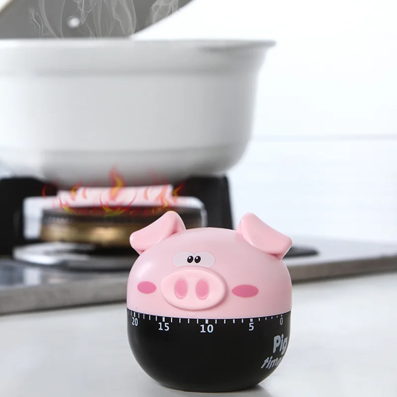 

Cartoon Pig design kitchen timer count down alarm reminder Manual Mechanical Countdown Alarm Clock Bell Cooking tool