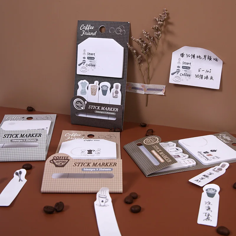 

Retro Creative Coffee friend Series Sticky Note Memo Pad Paper Sticker Notepad Kawaii Stationery