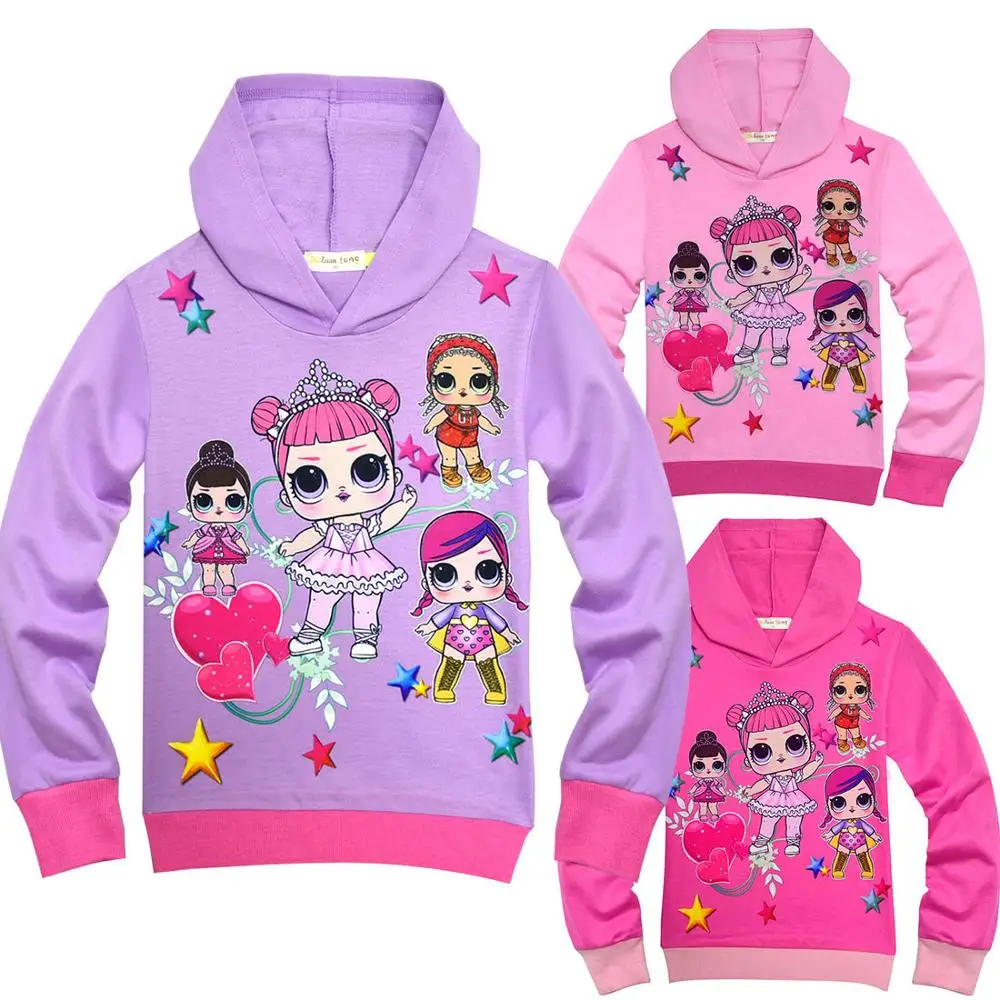 LOL Surprise Doll Children Girl Print Cartoon Hoodie Kids Autumn Long Sleeve Hooded Coat Tops Outfits Baby Jacket Casual Clothes | Детская