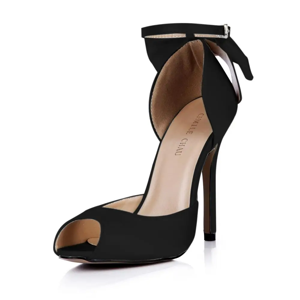 Summer Spring New 12cm High Heel Pumps Bridals Wedding Women Stiletto Ankle Strap Bowing Peep Toe Sexy Party Lady Shoes 3C-k2