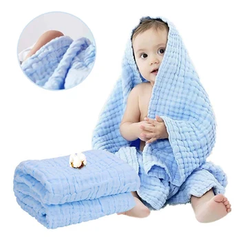 

105x105CM 6 Layers Baby Bath Towels Cotton Gauze Solid Soft Newborn Towels Infant Face Body Care Ultra Strong Water Absorption