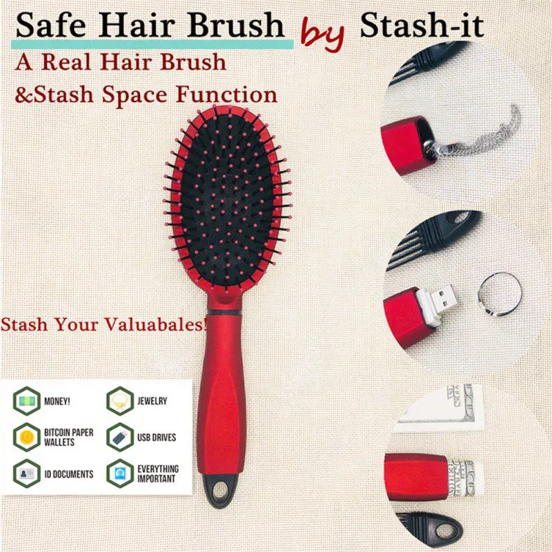 

Safe Hair Brush Secret Stash Box Hidden Hollow Container Household Concealed Roller Comb For Outdoor Travel Storage Cash