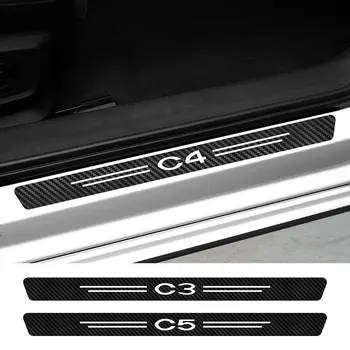 

4PCS Car Sill Stickers For Citroen C3 C4 CACTUS Picasso Aircross C5 C6 C8 C-ELYSEE VTS Auto Accessories Carbon Fiber Decals