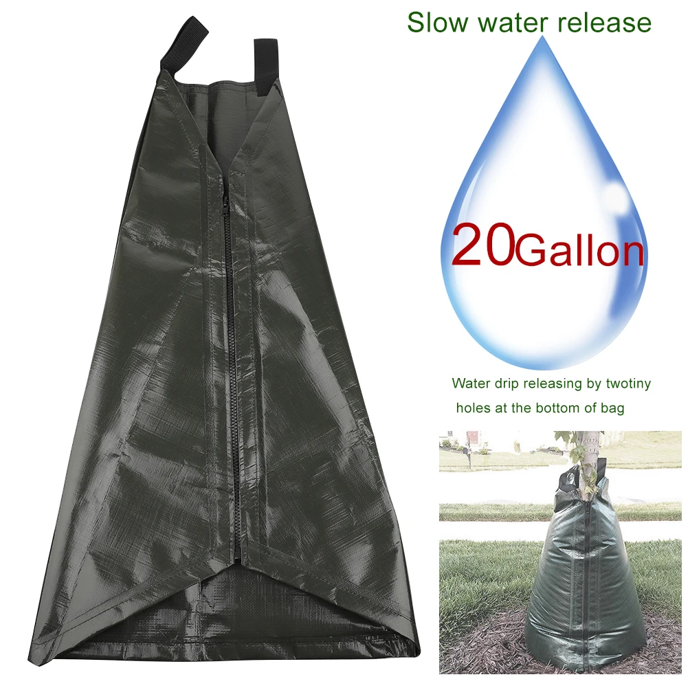 10 Gallon Tree Watering PVC Drip Irrigation Bag With Reusable For Planting, Gardening (Green
