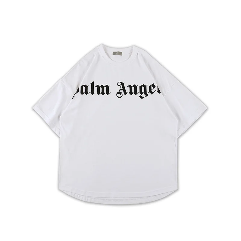 

Lawfoo 20 Spring And Summer New Style Street Popular Brand Men'S Wear Palm Angel Printed Letter off-Shoulder Loose-Fit MEN'S T-s