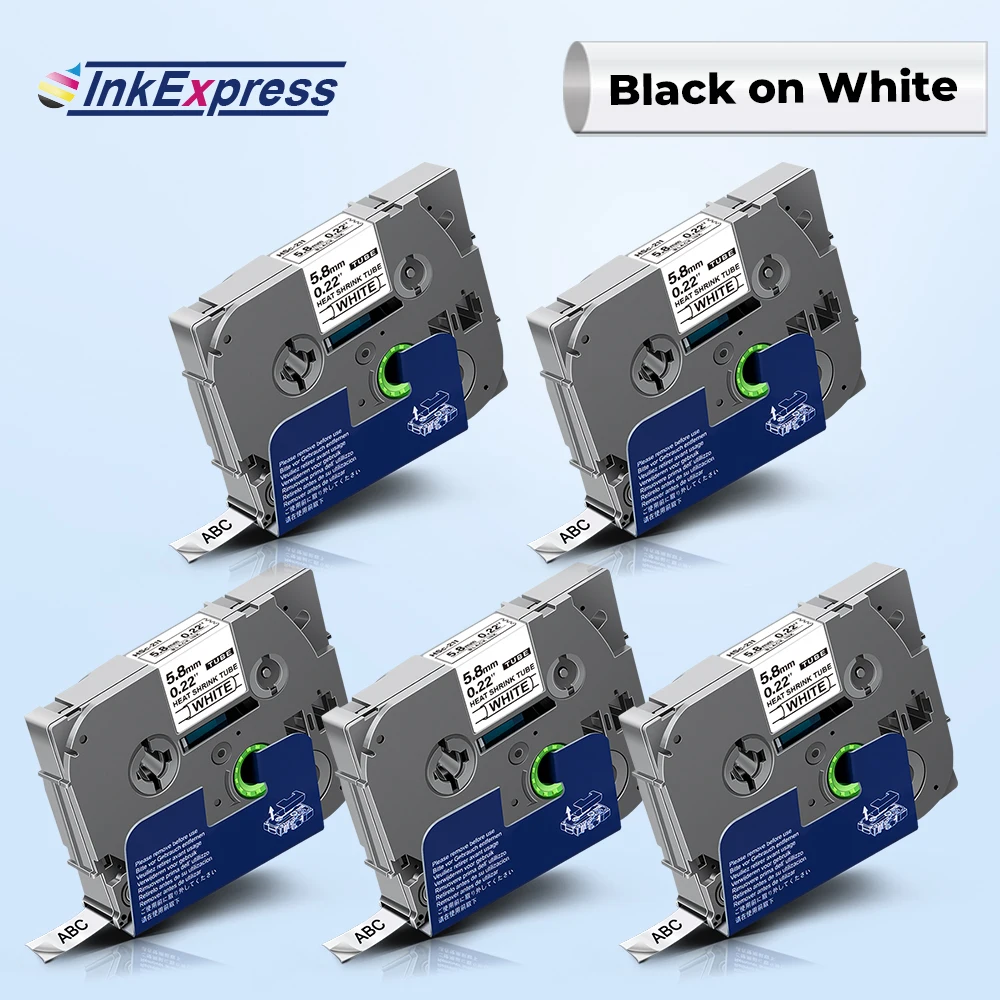 5PK 6mm 211 Heat Shrink Tube Label For Brother Hs211 Label Tape