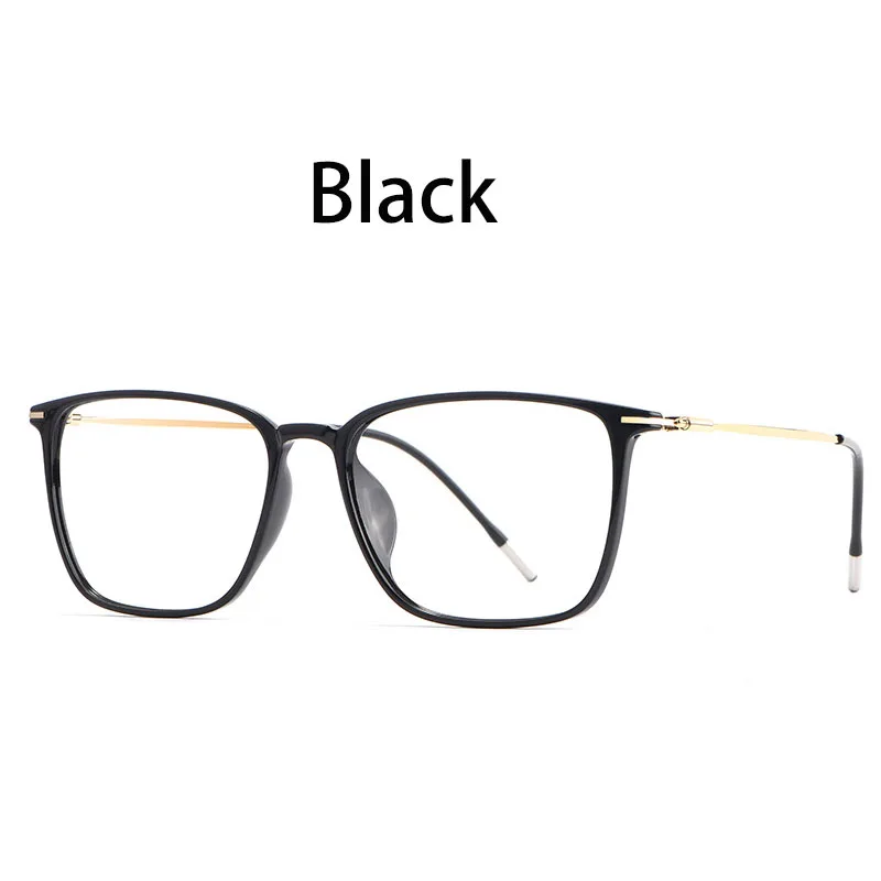 Близорукость TR90 мужские очки сплав Квадратные очки женские прозрачные очки для чтения защитные очки - Цвет оправы: Черный