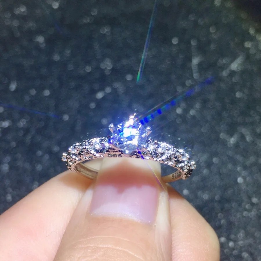 Kkmall магазин круглое серебряное кольцо с муассанитом 0.50ct D VVS роскошное ювелирное