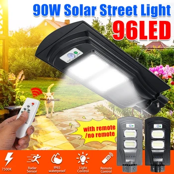 

90W LED Solar Wall Lamp Street Light Dusk to Dawn Motion Sensor Remote Control Waterproof IP67 Security Lamp for Garden Yard