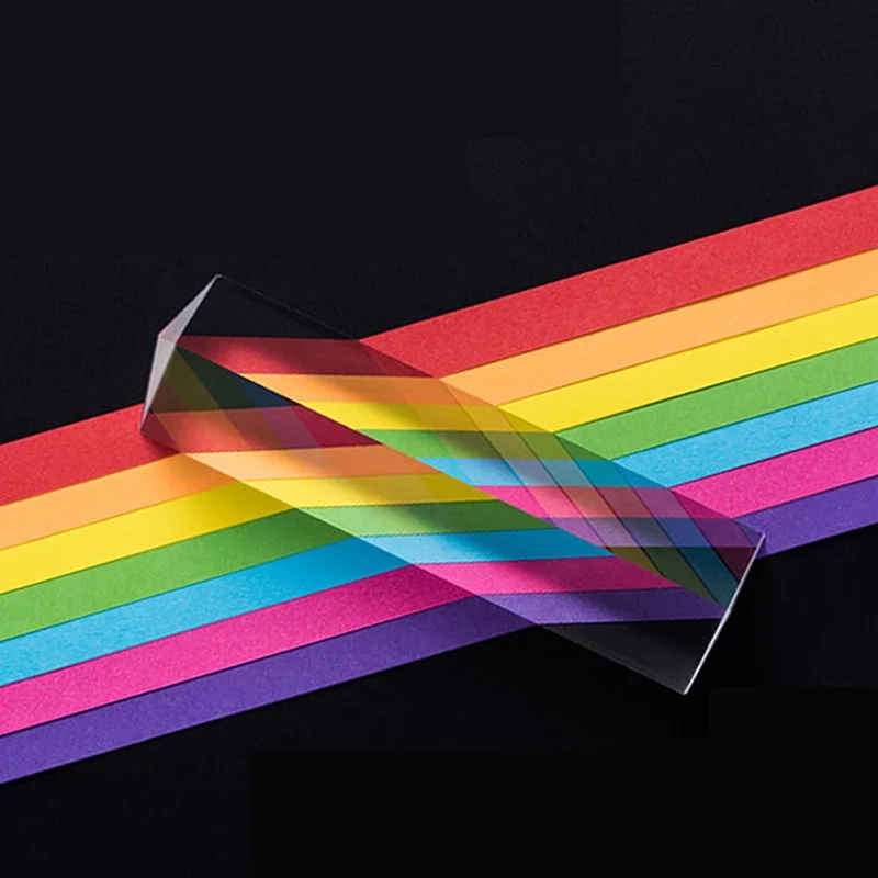 25x25x80mm Triangular Prism BK7 Optical Prisms Glass Physics Teaching Refracted Light Spectrum Rainbow Children Students Present