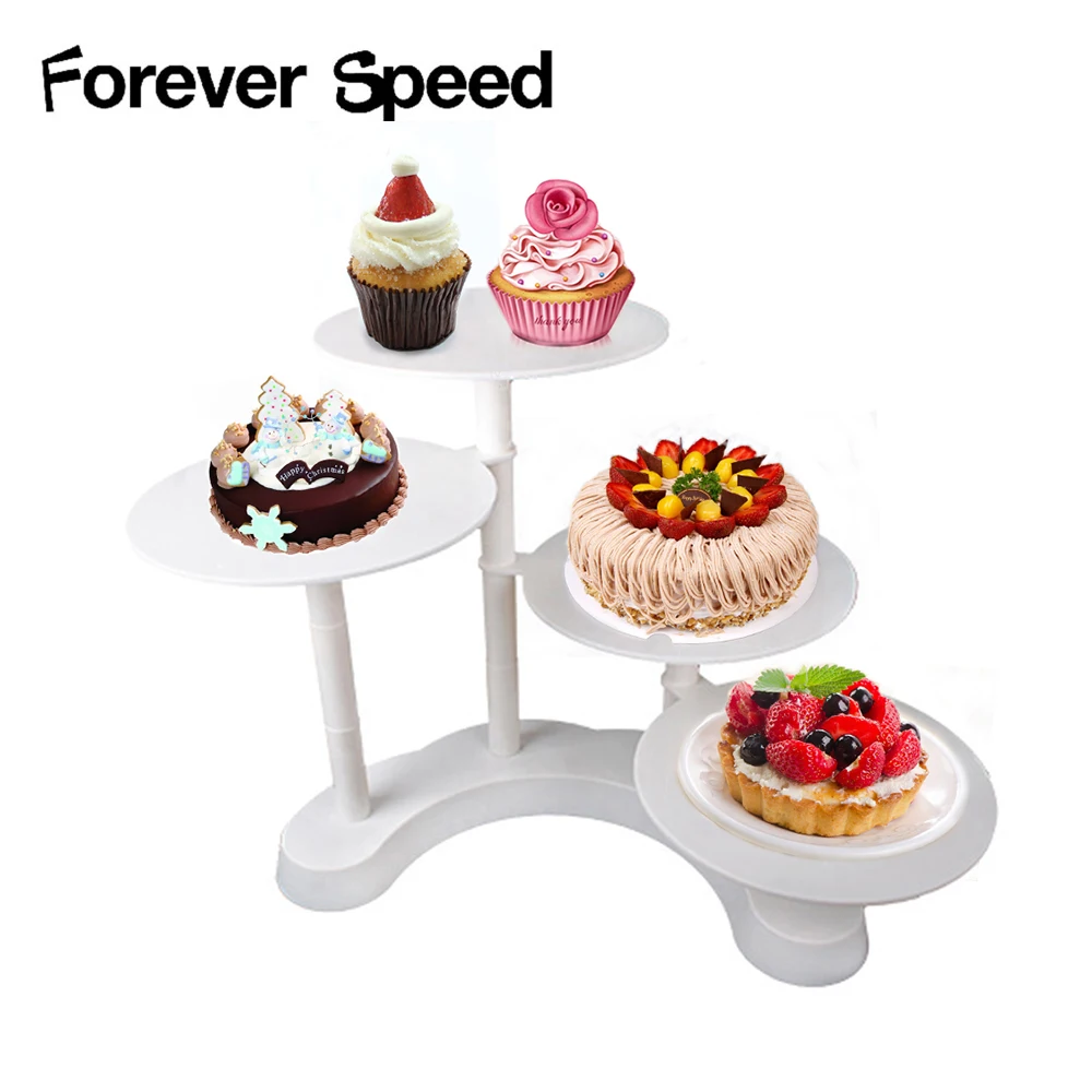 

High Quality 4-layer European Cake Stand Fruits Snack Food Storage Tray Plates Plastic Plate Wedding Party Storage Trays Decors
