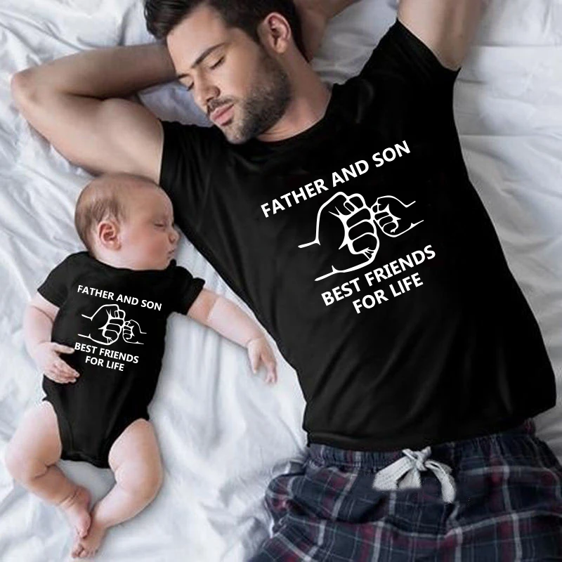 Family look Father and Son Best Friends for Life Cotton Dad T shirt Kids man power