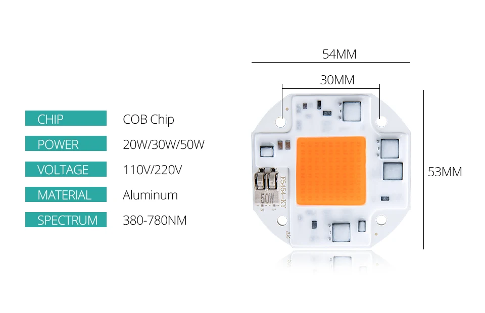 COB светодиодный чип для выращивания света, полный спектр переменного тока 220 в 110 В 20 Вт 30 Вт 50 Вт, лампа для выращивания растений, комнатный гроутент, лампа для рассады