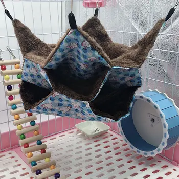 

Warm Plush Ferret Hamster Rabbit Suspended Nest Bed Small Pet Hammock Hanging Cage Sleep Print House Toy Cute Comfortable Bird