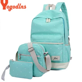 

Yogodlns 3Pcs/set Casual Women Backpack Canvas Book Bags Preppy Style School Back Bags for Teenage Girls Composite bag