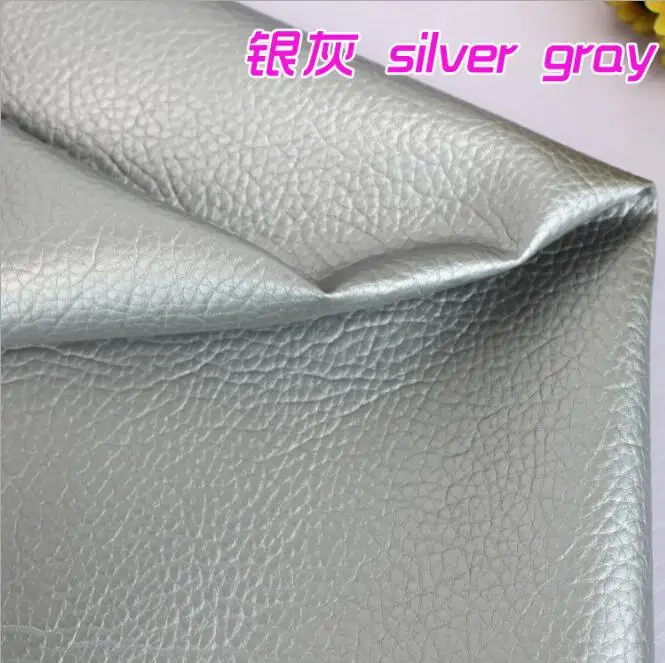 Syunss хороший большой личи искусственная кожа PU, искусственная кожа ткань для шитья, искусственная кожа PU для DIY сумка материал - Цвет: silver gray