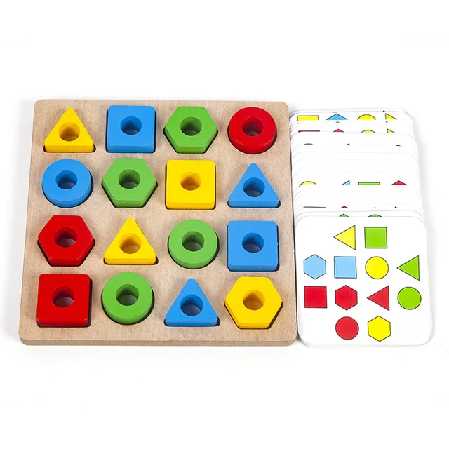 Montessori Geometric Shape Color Matching Interactive Toy For Kids Board Game Puzzle Learning Educational Wooden Children Toys 3