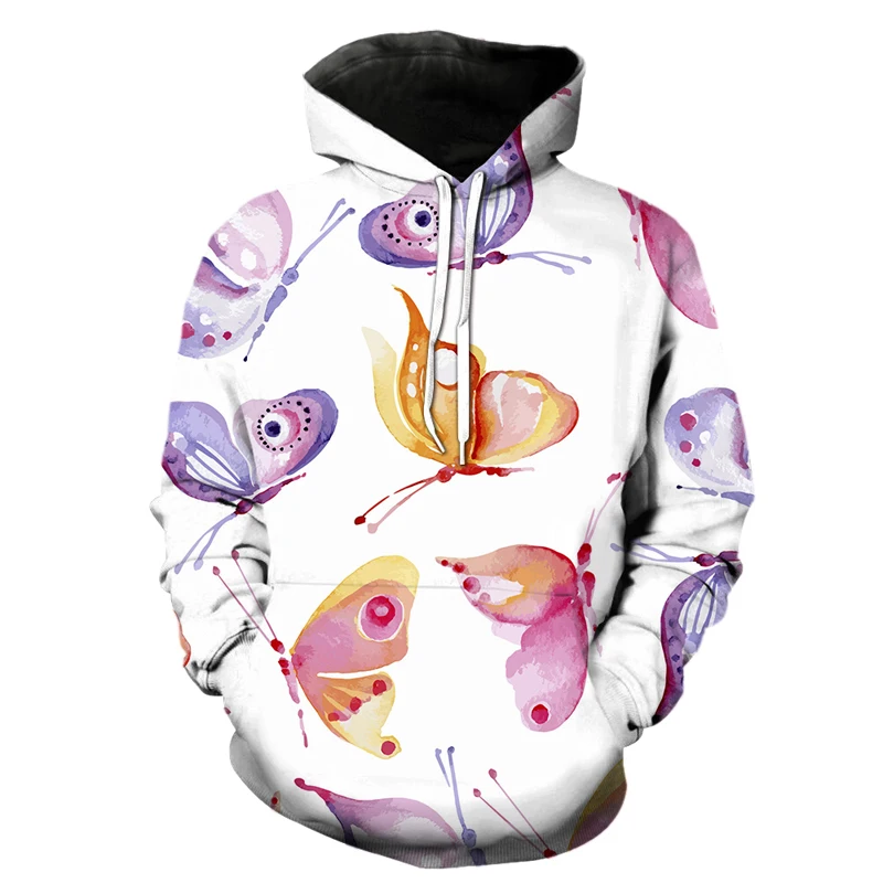 Exquisite cartoon Butterfly 3D Print Hoodie Men Women Winter Fashion Casual Pullover Harajuku Streetwear Sweatshirts Tops plain black hoodie