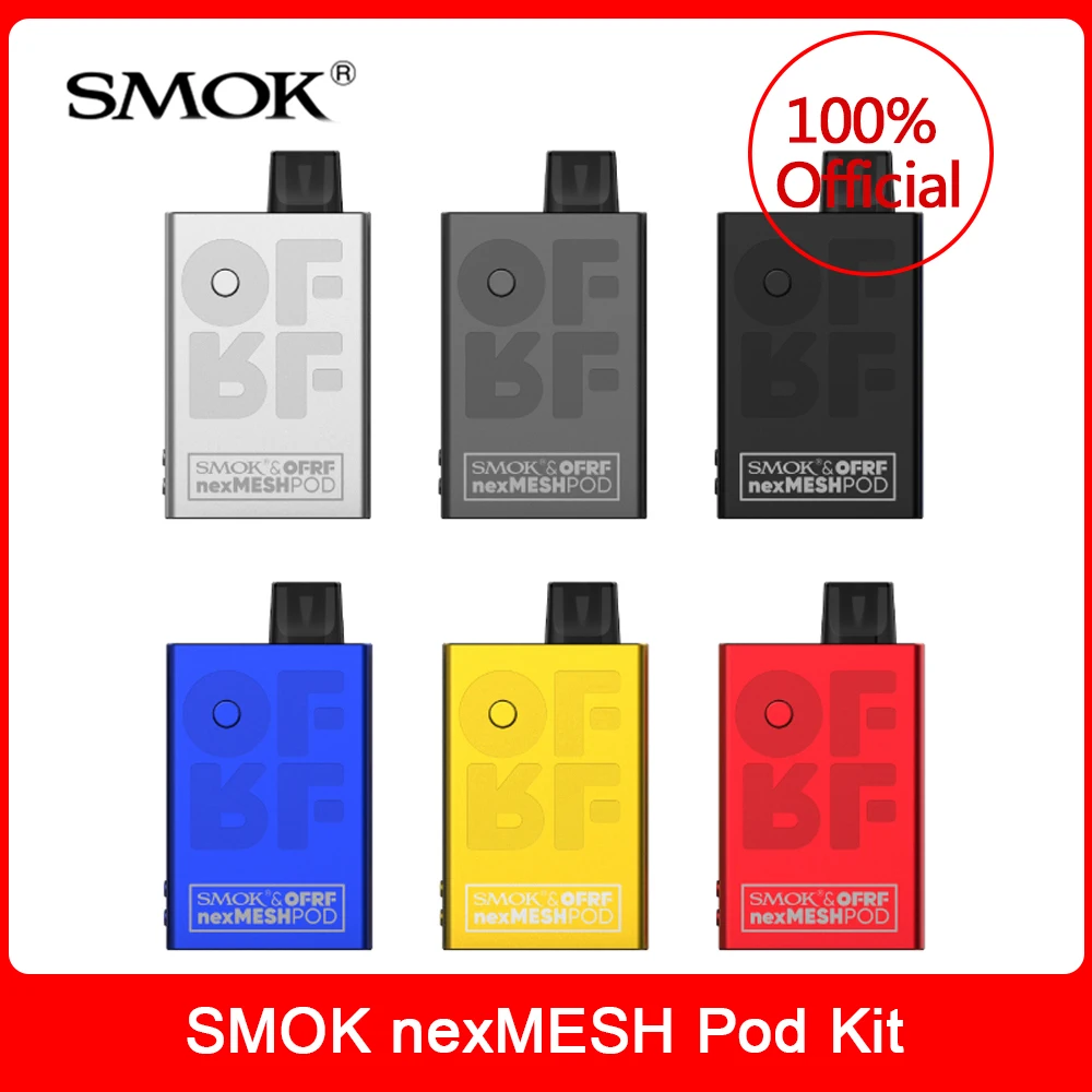 Original humo NexMesh Pod Vape kit 30W 1200mAh de la batería con 2ML de Nexmesh Pod cartucho A1 y SS316 Pod bobina vape kit del mico