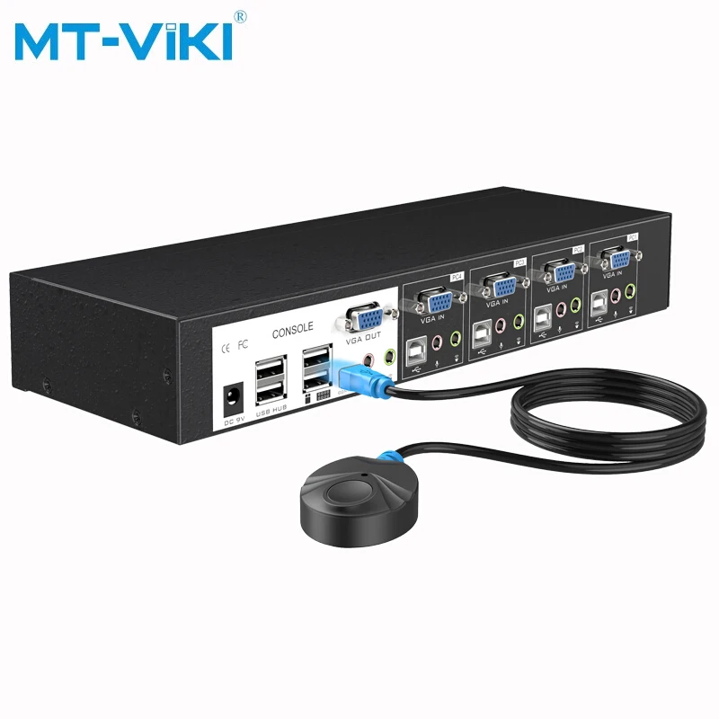 

MT-VIKI VGA KVM switch USB automatic 4-port kvm switch VGA switcher Mouse and keyboard With audio microphone function MT-0401VK