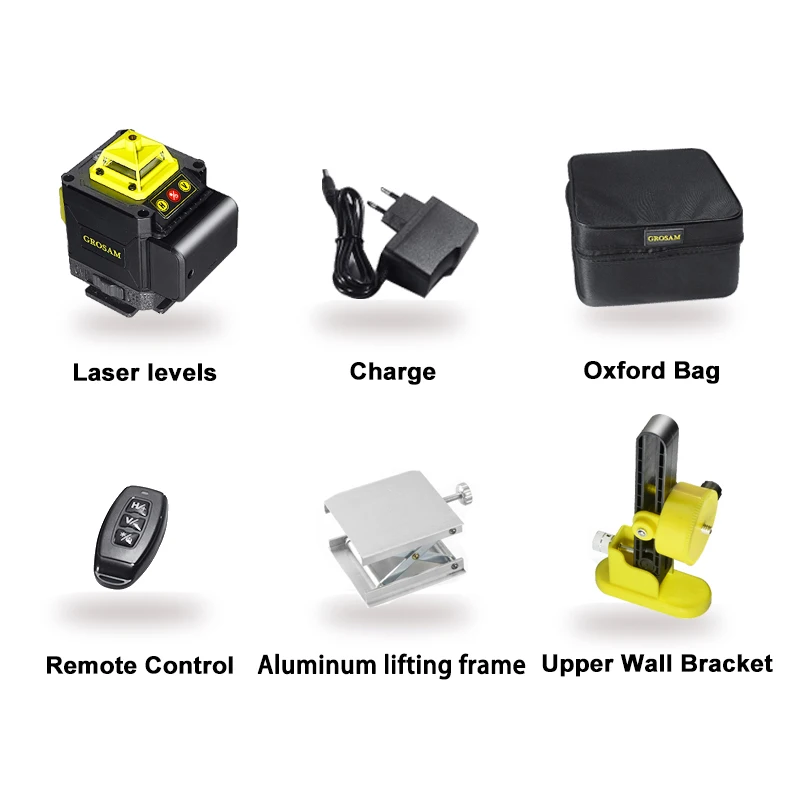 GROSAM 16 Lines 4D Green Laser Levels 360 Horizontal And Vertical Cross  Lines With Auto Self-Leveling Indoors And Outdoors surface roughness gauge Measurement & Analysis Tools