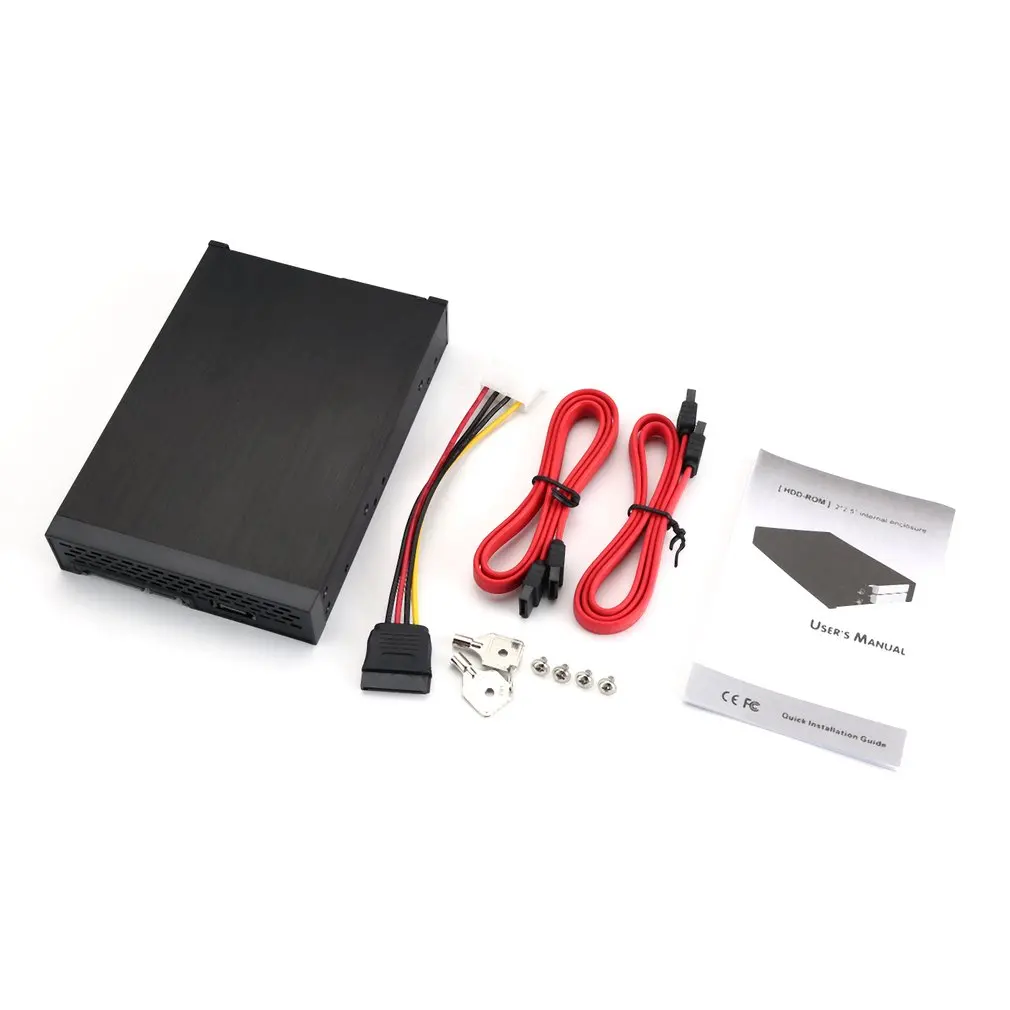 

St2524ab Aluminum 2*2.5in Sata Hard Drive Enclosure Floppy Drive Bay Hot Swap Internal Hdd Case With Lock