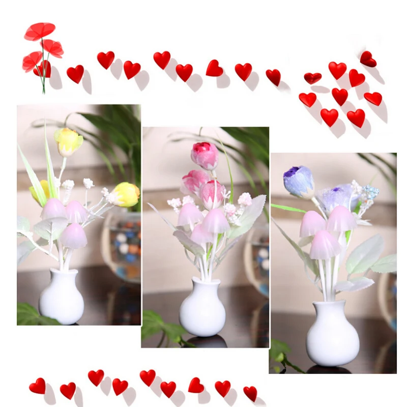  Flowers Mushroom Bedroom Decor Light Sensing LED Night Light Bed Lamp Night Lamp - 4000155969760