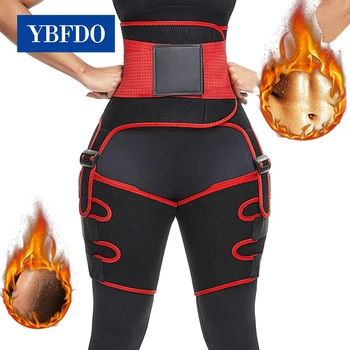 

YBFDO 3 in 1 Women Hot Sweat Slim Thigh Trimmer Leg Shapers Push Up Waist Trainer Pants Fat Burn Neoprene Heat Compress Slimming